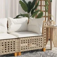vidaXL Gartensofa, Garten-Ecksofa mit Kissen Beige Poly Rattan