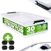 Deuba Aufbewahrungsbox (1 St), 30L Deckel stapelbar Rollen Kunststoff BPA frei Rollbox Kunststoffbox