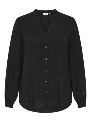 ONLY CARMAKOMA - CARJOSEE METTA LIFE L/S V-NECK SHIRT WVN black - Gr. - 48
