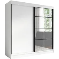 A&J MöbelLand GmbH Schiebetürenschrank TINA 2-türiger Kleiderschrank mit 2 Kleiderstangen und Spiegel (TOP ANGEBOT! Geräumiger Schrank mit einer Breite von 200 cm und Spiegel, ideal zur Aufbewahrung von Kleidung und Accessoires. TOP PRODUKT! Wählen S