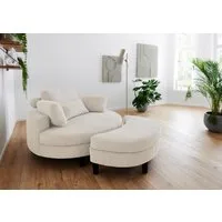 ATLANTIC home collection Loveseat Ravi Sessel, B: 114 cm, Sitzhöhe: 42 cm, XXL- Sessel, mit Stauraumhocker, Rückenstütze & 4 Zierkissen