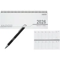 Stylex Schreibwaren Querkalender Schreibtisch Kalender 32 Blatt / Schreibtischquerkalender 2026 + Kugel