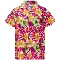 King Kameha Hawaiihemd Tropical Hibiscus Funky Hawaii-Hemd Kurzarm Front-Tasche Unisex