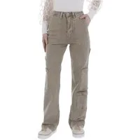 Ital-Design Cargohose Damen Freizeit (86358999) Used-Look Stretch Stoffhose in Hellgrün