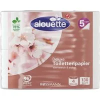 alouette Toilettenpapier Deluxe (4-St), 5-lagig, weiß, geprägt & perforiert, parfümfrei, 130 Blatt/Rolle