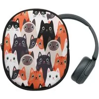 kwmobile Etui Hülle für Headset / Overear headphone Neopren Tasche, Case für Headset aus Neopren Stoff Katzen Design