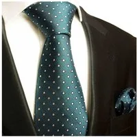 Paul Malone Krawatte Herren Seidenkrawatte und Tuch modern gepunktet 100% Seide (Set, 2-St., Krawatte mit Einstecktuch) Breit (8cm), petrol blau 628
