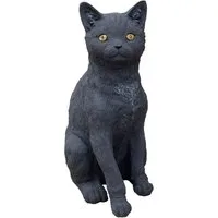 Stone and Style Gartenfigur Frostfeste Steinfigur große Katze Moritz schwarz lebensgroß