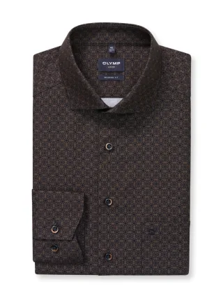 OLYMP - Modern Fit: Businesshemd braun - Gr. - 39