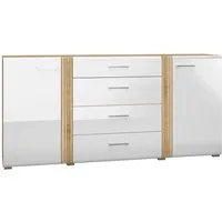 Lomadox Sideboard AKRON-131, Kommode, Anrichte in Eiche Nb. mit weiß, B/H/T: ca. 190/90/42 cm