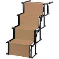 JEOBEST Hunderampe Tiertreppe 4 Stufen Einstiegshilfe für Auto, Bett, Sofa, (Stück, 1-St., Klappbar Rampe) Höhenverstellbar, Leicht zu Reinigen
