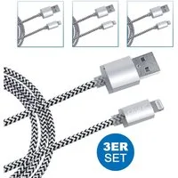 EAXUS USB 3-poliges Ladekabel mit Anti-Bruch - Gold/Silber 1m/3m USB-Kabel, 8-Pin, Standard-USB, (300 cm), für iPhone, iPad, iPad Air, iPad Mini, iPod
