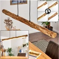 hofstein Pendelleuchte »Licata« dimmbare Hängelampe aus Metall/Holz in Schwarz/Natur, 3000 Kelvin, Holzbalken,1358 Lumen, dimmbar o. Zubehör über Lichtschalter
