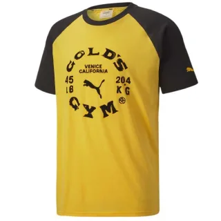 Puma x Gold's Fitnessstudio Raglan Herren gelb/schwarzes T-Shirt