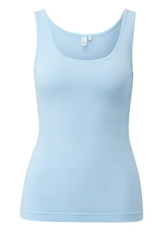 Q/S designed by - Figurbetontes Basic-Top mit U-Ausschnitt blau - Gr. - XS