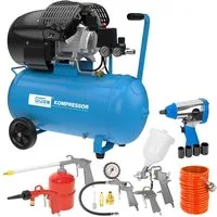 Güde Kompressor Set 405/10/50 15 TLG, 2200 W, max. 10 bar, 50 l, Set, 2,2 kW, 10 bar max. Betriebsdruck, 50 l Kesselinhalt, Druckminderer
