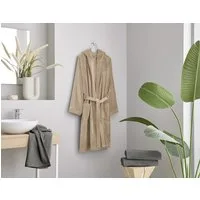 Kleine Wolke Unisex-Bademantel Chill, ideal für Sauna & Spa, Hotelbademantel, Morgenmantel, Midilänge, Baumwolle, Kapuze, Gürtel, für Damen & Herren, Uni Farben, zwei Taschen, S/M, L/XL