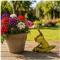 Online-Fuchs Gartenfigur für außen - YOGA Frosch - Dekoration Figuren - wetterfest, (aus Kunstharz gefertigt, glänzender Glossy-Look), ideal für Garten, Terrasse, Balkon, Büro oder Wohnzimmer