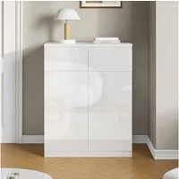 FUFU&GAGA Kommode Weiß PET Hochglanz Serie, 80-180 cm breit, Kommode Modern