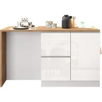 KOCHSTATION Kücheninsel KS-Sole, Kochinsel, Küchenarbeitsblock, Inselküche, Arbeitsinsel, Breite 152,5 cm, mit Essplatz, Handtuchhalter, Fächer und Weinregal