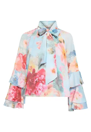 V by Vera Mont - Chiffonbluse Blue/Rosé - Gr. - 42