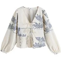Next Langarmbluse Bluse mit langen Ärmeln und Bindeausschnitt (1-tlg)