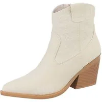 Ital-Design Damen Cowboyboots Western Westernstiefelette (88671899) Blockabsatz Stiefeletten in Beige
