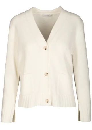 CLARINA - V-Cardigan, 1/1 Arm, uni offwhite - Gr. - 42