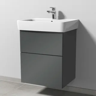 Sanipa 3way Waschtischunterbau zu Geberit Renova Plan Waschtisch mit 2 Auszügen, Anthrazit-Glanz SF87479