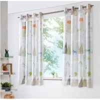 heimtexland Vorhang Skandi Dekoschal Gardine Kinderzimmer Natur Bunt (1 St), Ösen, halbtransparent, Polyester, Leinenoptik I Kinderzimmer I Vorhang I verschiedene Größen