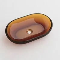 Mai & Mai Waschbecken Aufsatzwaschbecken Oval transparent Kunstharz 54x34x10,5 cm Coloria03, Lichtdurchlässiges Design,Nahtlose Fertigung,Aufsatzwaschbecken