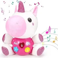 LaCute Kuscheltier Baby Einhorn Musikspielzeug Plüschtier mit Licht und Musik für Babys (Baby Plüschtier Einhorn mit Musik und Lichtfunktion, Baby Einhorn Musikspielzeug mit Licht- und Soundfunktion für Babys), Lichtfunktion, Musikfunktion, Soundeffe