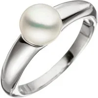 Schmuck Krone Silberring Damenring mit weißer Perle 7-7,5mm, 925 Silber, Silber 925