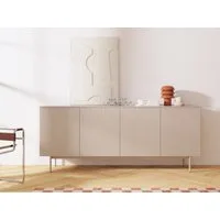 Beautysofa Kommode Soft mit 4 Türen und Einlegeböden (Rillenfronten mit Push-to-Open, In der trendigen Farbe Kaschmir), Breite: 200 cm