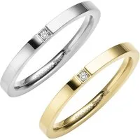 Zeeme Fingerring Edelstahl 2tlg. Set mit weißem Zirkonia-Stein