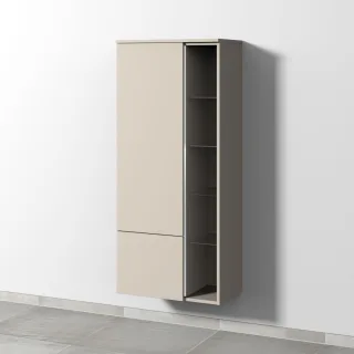 Sanipa 3way Stauraumschrank mit 1 Tür, 1 Auszug und offenen Fächern, Kaschmir-Matt BP1821U