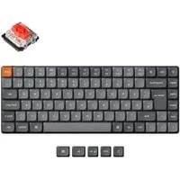 K3 Max, Gaming-Tastatur grau/orange, DE-Layout, Gateron Low Profile 2.0 Mechanical Red, Hot-Swap, Aluminiumrahmen, RGB