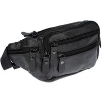 Christian Wippermann Bauchtasche Leder Bauchtasche für Herren Damen Schwarz Braun (1 tlg), Waistbag Hüfttasche Waist Bag