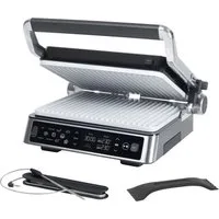 Genius Kontaktgrill Genius Chef Kontakgrill, Elektrogrill Edelstahl für Sandwiches Steak, 2000,00 W, 2 flexibel austauschbare Platten Integrierte Fettauffangschale