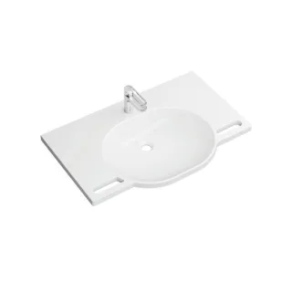 Hewi Mineralguss-Waschtischset 950.19.016 85x55cm, weiß, mit Waschtischarmatur AQ1.12M10140