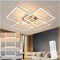 ZMH LED Deckenleuchte Wohnzimmer 72CM Schwarz/Silber Groß Rechteckig Dimmbar 48W Deckenlampe, Augenschutz, Einfache Installtion, LED fest integriert, 3000-6500K, mit Fernbedienung Modern Esszimmerlampe für Schlafzimmer Küche