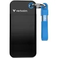 Pocket SSD 1 TB, Externe SSD schwarz/blau, USB-C 3.2 Gen 2 (10 Gbit/s), mit Schlüsselring und Kabelhalter