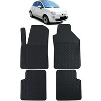 Tenzo-R Passform-Fußmatten Auto Gummi Fußmatten Schwarz Premium Set für Fiat 500 500C 2007-2022