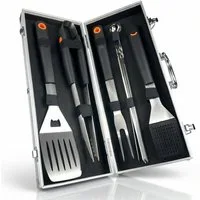 Curry Master Grillbesteck-Set Grillset für Männer Geschenk Griller Zubehör Grillbesteck, (Grillkoffer, BBQ Set Vatertag Geschenk), Grillwerkzeug im Aluminiumkoffer