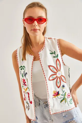 Bestickte Baumwoll-Polyester-Weste
