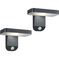 Reality Leuchten LED Solarleuchte, Bewegungsmelder, LED fest integriert, Warmweiß, 2er-Set Solarlicht Außenbeleuchtung Hauswand mit Bewegungsmelder, IP44
