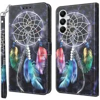 CLM-Tech Handytasche für Samsung Galaxy A16 / A17 5G Hülle aus PU Leder Klapphülle (Traumfänger schwarz bunt, Handyhülle mit Standfunktion - Wallet Flip Case inklusive Kartenfächer), Cover mit Magnetverschluss - Samsung Galaxy A16 5G Schutzhülle