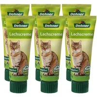 Dehner Lieblinge Katzensnack Creme Lachs, 6 x 75 g Lachs, Snack für: Katze, Leckerli für ausgewachsene Katzen, zuckerfrei