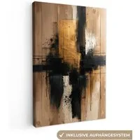OneMillionCanvasses® Leinwandbild Modern - Schwarz - Gold - Farbe, Fotodruck (1 St), Leinwand Canvas Wandbild, Wanddekoration 20x30 cm