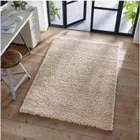 TaCa Home Langflor-Teppich Shaggy Teppich Langflor, rechteckig, Höhe: 35 mm, Wohnzimmer Esszimmer Schlafzimmer Kinderzimmer, Beige - 60 x 90 cm